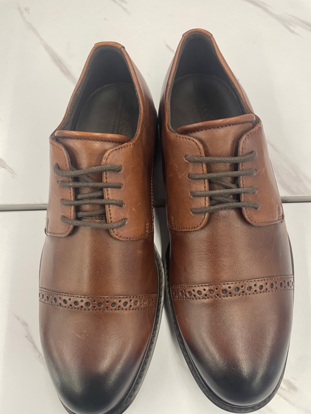 Ecco Men's Two-Tone Brown Leather Derby Oxfords
